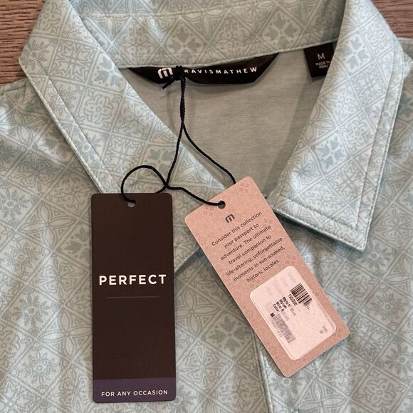 Travis Mathew Acropolis Golf Polo Shirt Mens Medium All Over Pattern Geometric - Picture 4 of 7